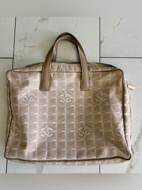 100% Authentic CHANEL canvas/leather lap top travel bag